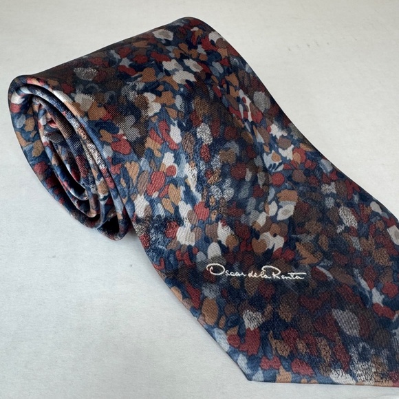 Oscar de la Renta Studio Neck Tie/Multicolor/Blue, Brown, Silver - Picture 7 of 7
